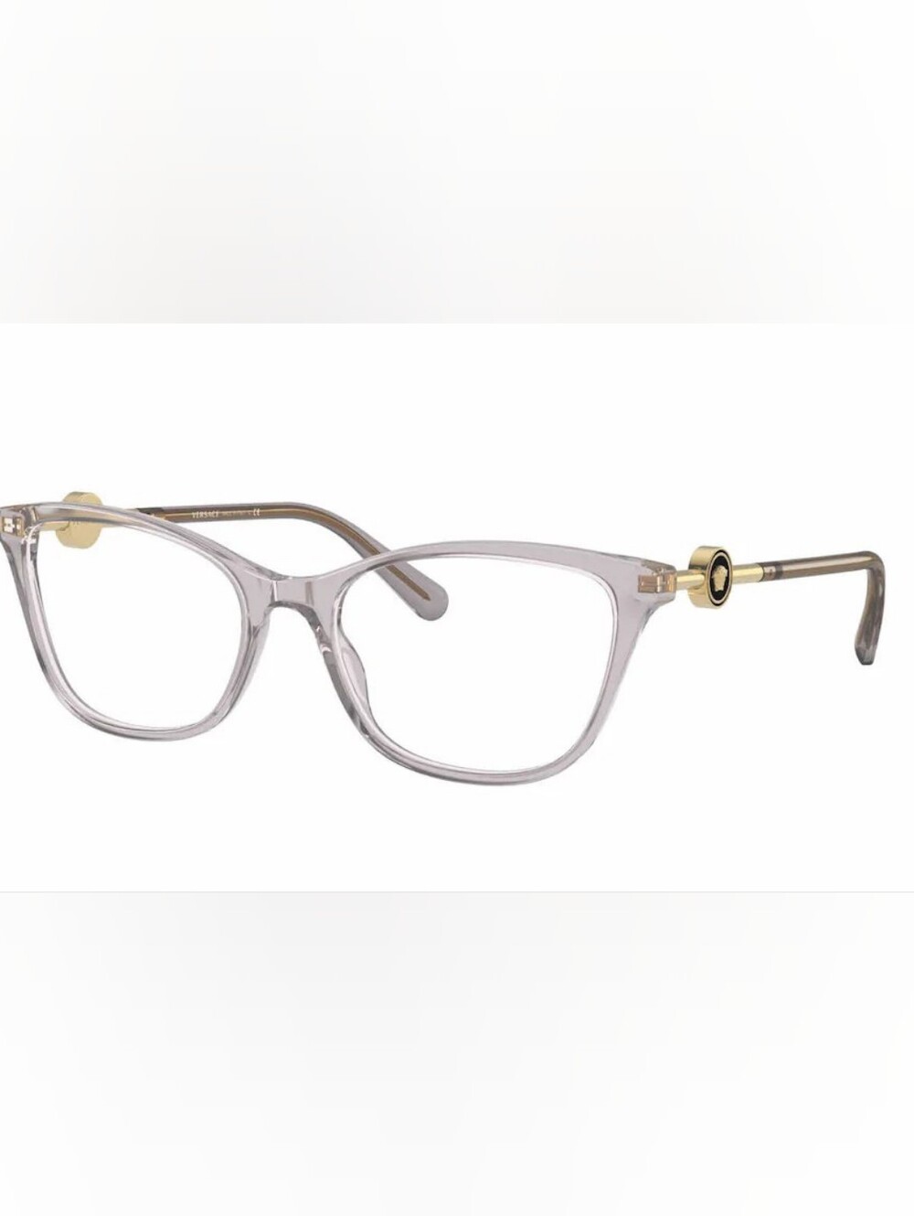 Versace VE3293 Clear Frame Women's Eyeglasses with Gold Accents